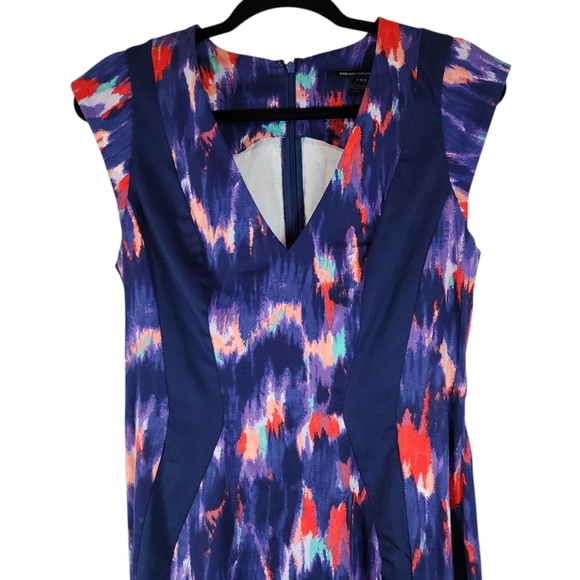 French Connection Electric Avenue Multicolor Graphic Sheath Dress Size 8 - Picture 3 of 15
